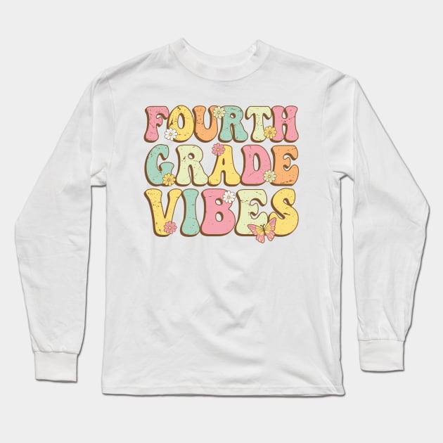 Fourth Grade Vibes , 4th Grade Vibes , back to school Retro Vintage Long Sleeve T-Shirt by GShow